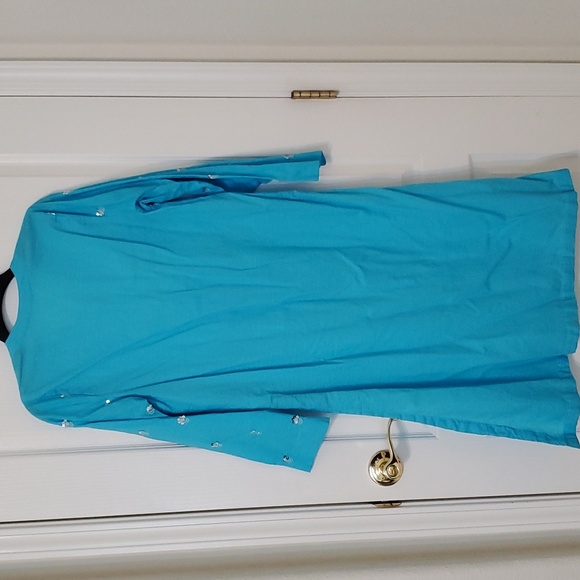 Khaadi Turquoise Blue Embroidered Kurta/Dress, Size 12 - Picture 9 of 10